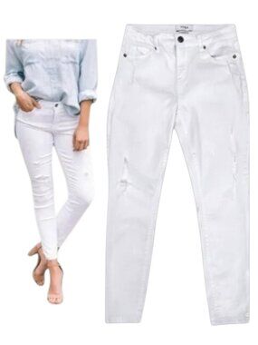 Pistola Skinny Jeans White Distressed Stretch Denim 27